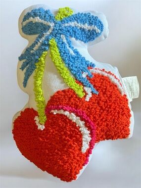 Cherry Throw Pillow with Blue Bow